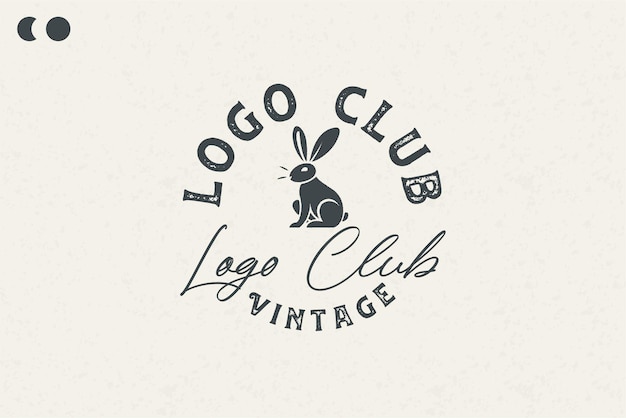 increíble diseño de logotipo de conejo estilo clásico