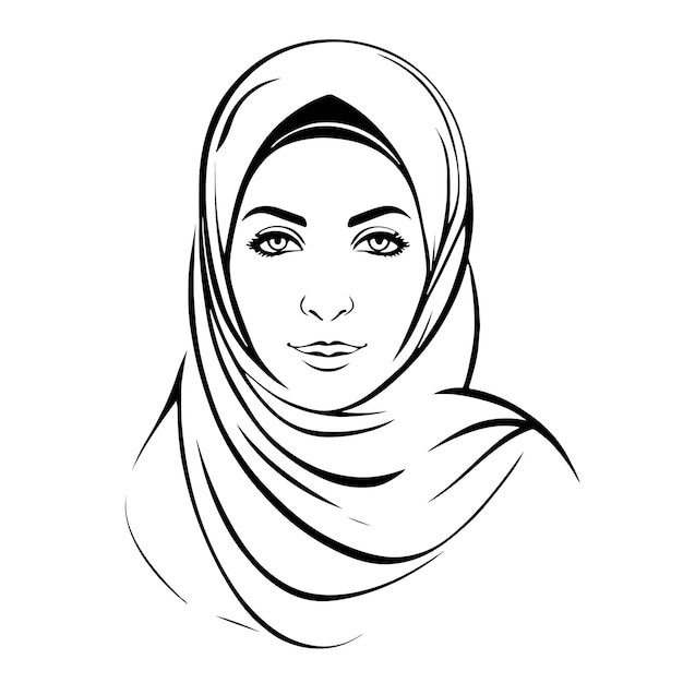 Increíble y encantadora arte del logotipo vectorial de mujer musulmana