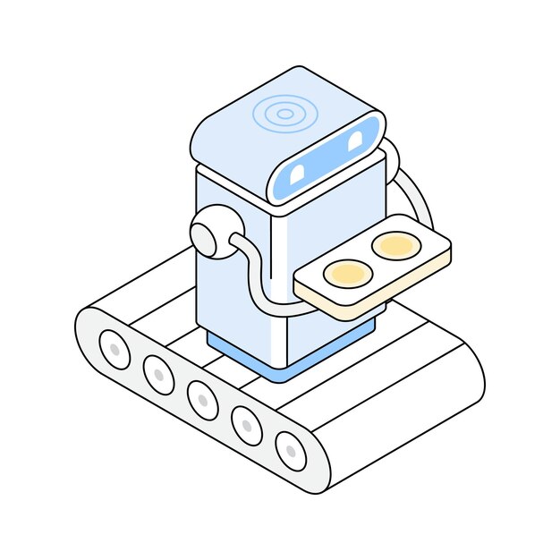 Un increíble icono isométrico que muestra la última tecnología de bot