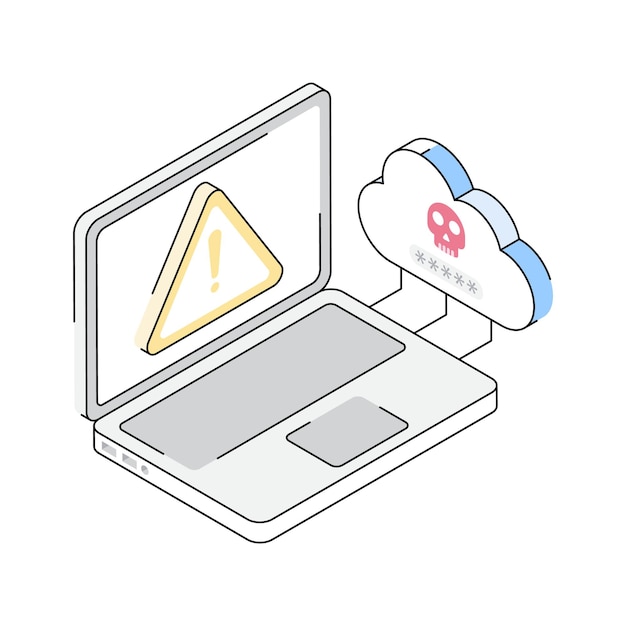 Un increíble icono isométrico que visualiza el proceso de hackeo de la nube en tiempo real