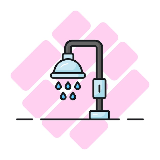 Un increíble vector de ducha con gotas de agua icono de tomar ghusl