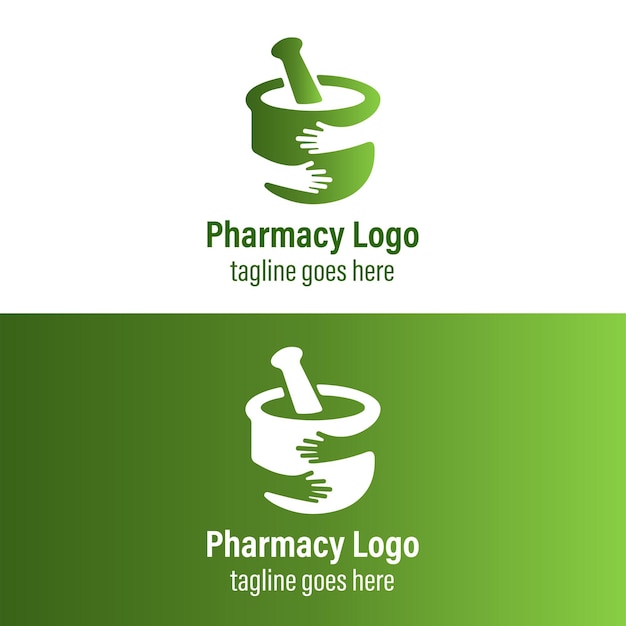 Increíble vector del logotipo de la farmacia con gradiente verde