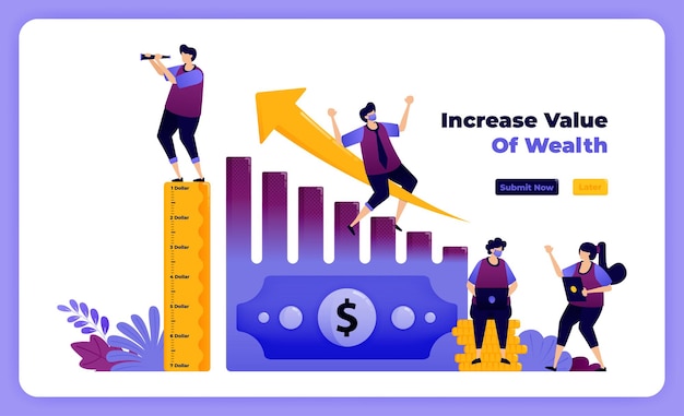 Vector incrementar el valor de la riqueza y la propiedad financiera personal en los negocios.