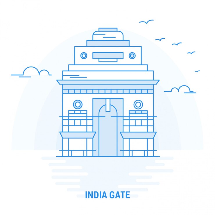 Vector india gate blue landmark