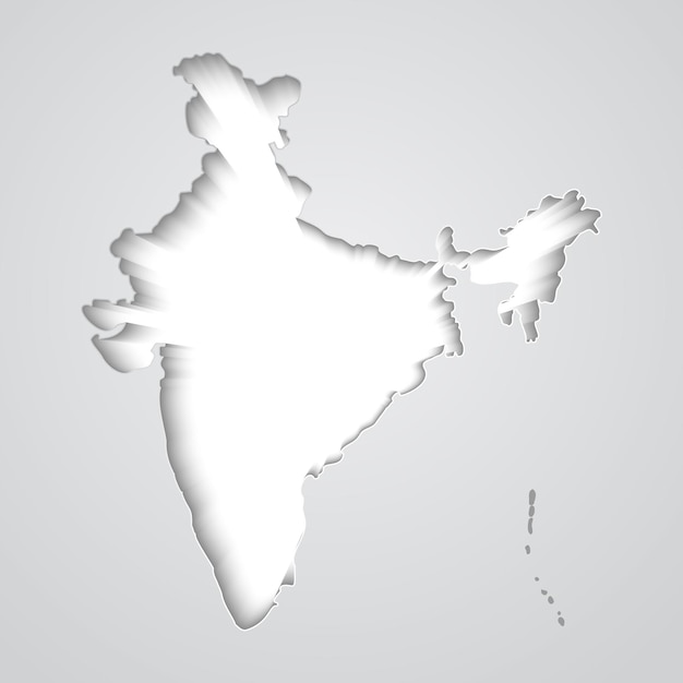 India mapa gris sombra recorte Vector ilustración