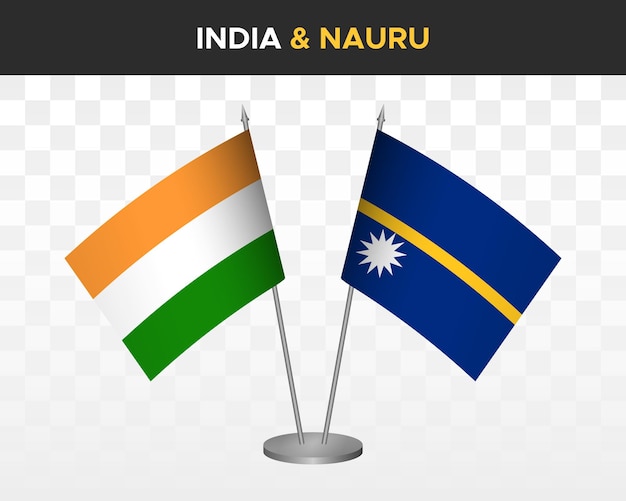 India vs nauru maqueta de banderas de escritorio ilustración vectorial 3d aislada banderas de mesa indias