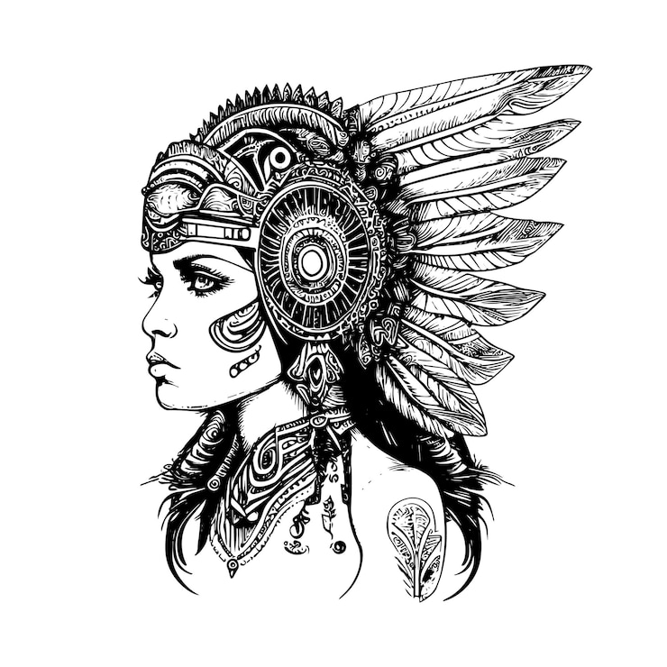 Vector indian girl logo es un símbolo de las culturas ricas y vibrantes de las tribus indígenas