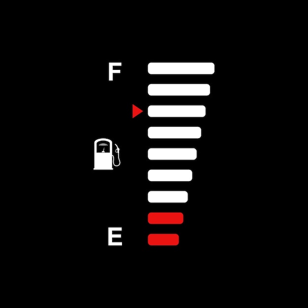 Indicador de combustible para el recuento de nivel de gas gasolina gasolina diesel Icono de escala de indicador de combustible Indicador de automóvil para medir el consumo de combustible y controlar la plenitud del tanque de gas Medición del rendimiento Vector