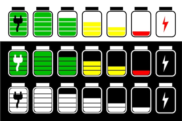 Indicador de nivel de batería de signo de conjunto de vectores simples