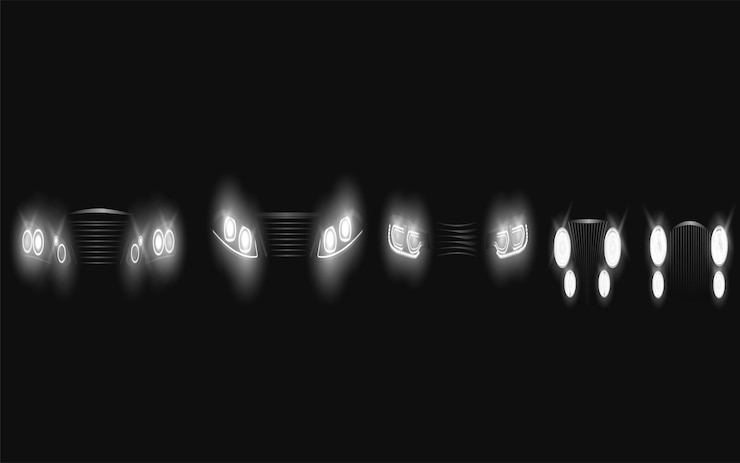 Vector los indicadores del tablero de instrumentos de los automóviles modernos brillan en escalas y flechas de luz azul oscuro y naranja