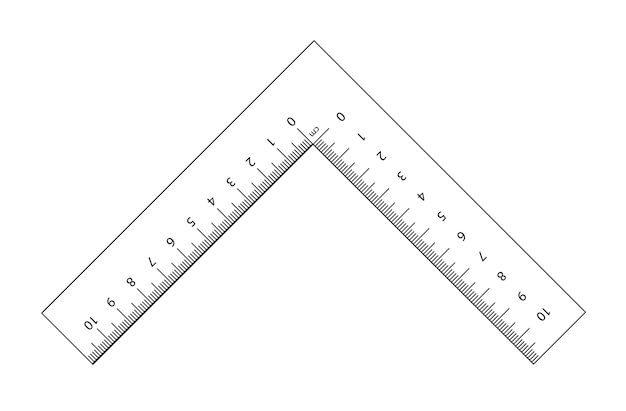 Indicadores de tamaño de vector de regla de esquina establecidos aislados en elementos gráficos de concepto de distancias de unidad de fondo