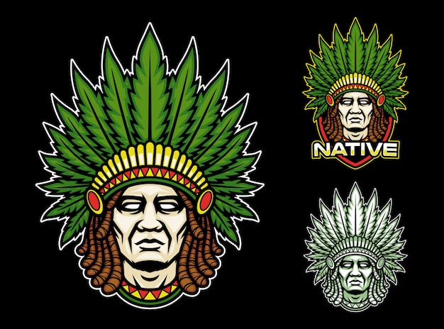 Indio nativo con el logotipo de la mascota dreadlock