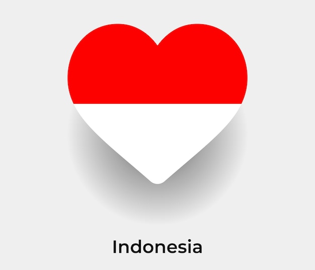 Indonesia bandera corazón forma icono vector ilustración