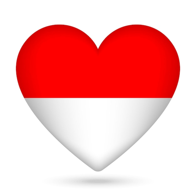 Indonesia bandera en forma de corazón ilustración vectorial