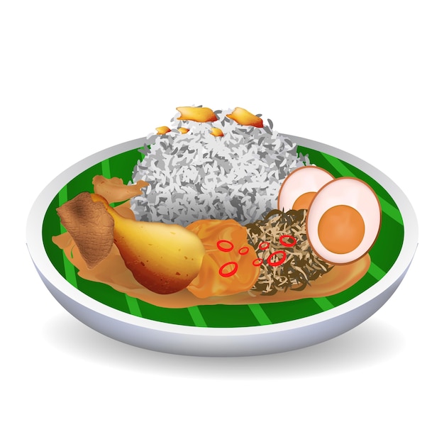 Indonesia Comida tradicional Gudeg Vector Ilustración