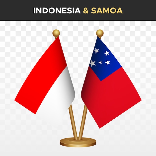 Indonesia contra Samoa banderas 3d de pie mesa bandera de la bandera de la Indonesia