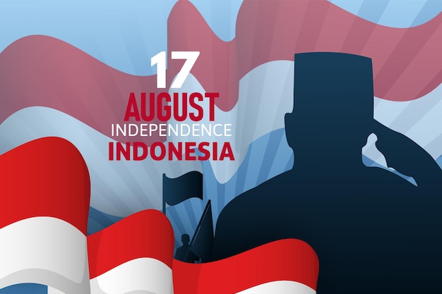 Indonesia feliz día de la independencia bandera de fondo