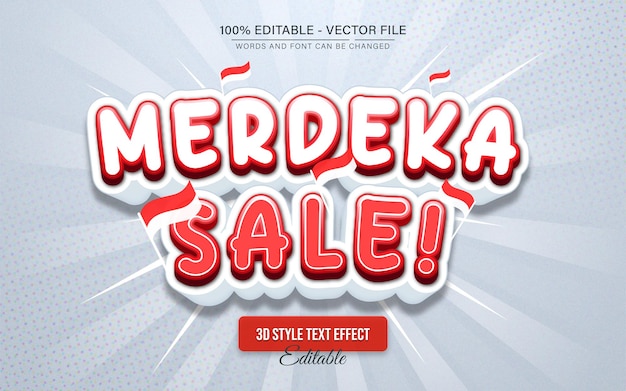 Indonesia merdeka sale red white cartoon 3d text Effect Editable