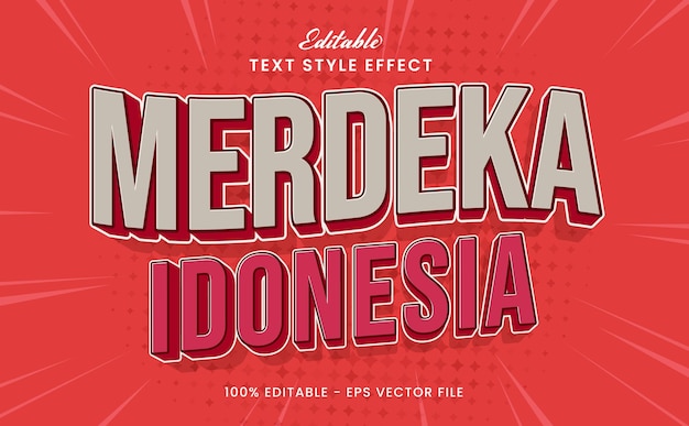 Indonesia Merdeka Texto Efecto Editable Vector Premium