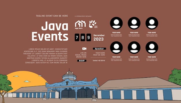 Vector indonesia surakarta java central idea de diseño de diseño para redes sociales o fondo de eventos