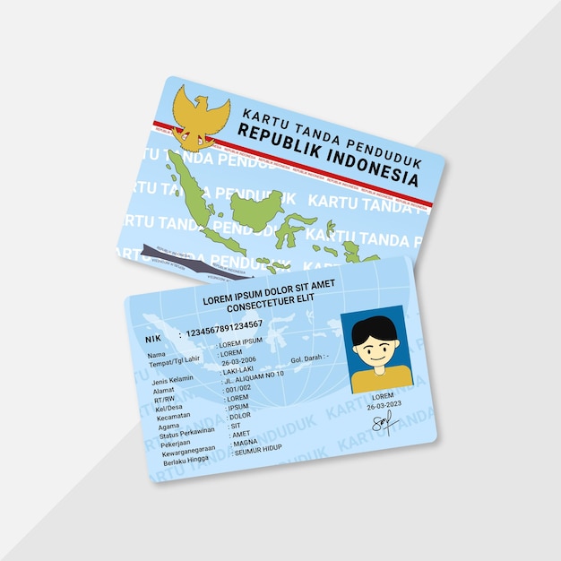 Indonesia tarjeta de identificación KTP ilustración diseño plano identidad indonesia