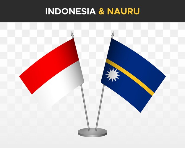 Indonesia vs nauru escritorio banderas maqueta aislado 3d vector ilustración mesa banderas