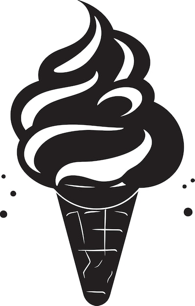 Indulgent Delight Ice Cream Cone Logotipo Sweet Symphony Diseño del icono del cono negro