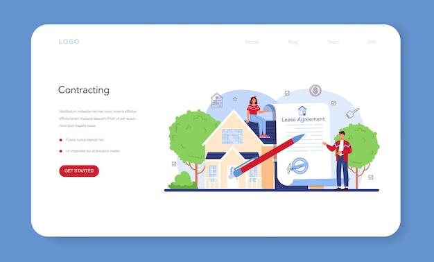 Industria de bienes raíces o banner web o página de destino de inmobiliarias