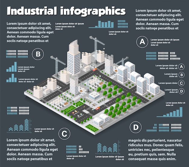 Industria isometrica de la ciudad