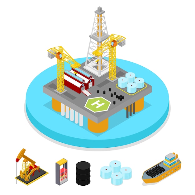 Vector industria isométrica del gas y el petróleo