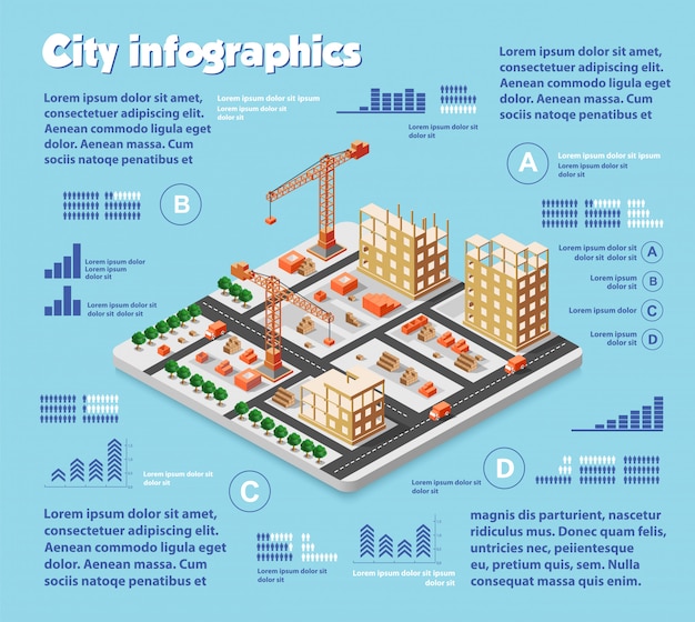Industria isométrica del mapa de la ciudad.