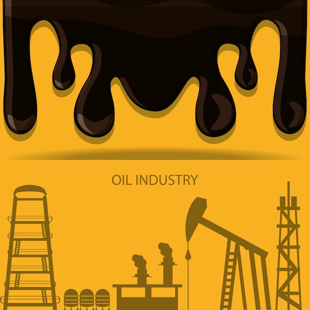 Vector industria petrolera con planta de refinería