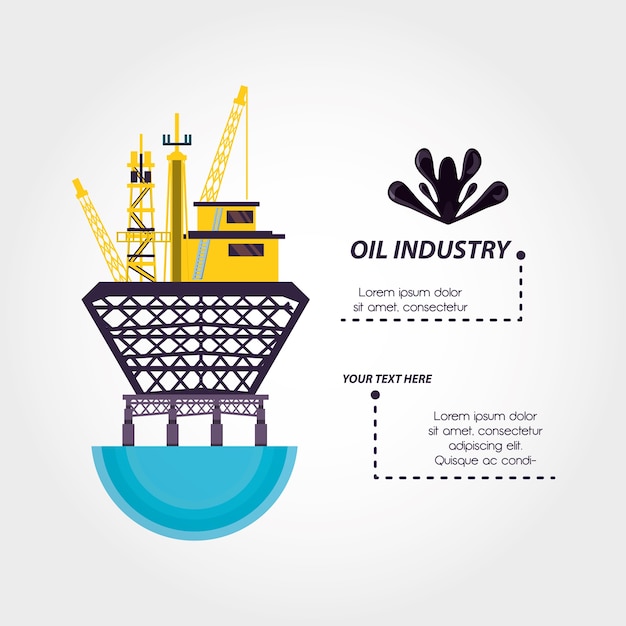 Vector industria petrolera con plataforma marina