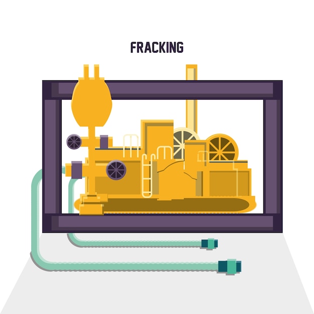 Vector industria petrolera con proceso de fracking