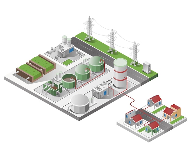 Vector industria de sistemas de energía de biogás