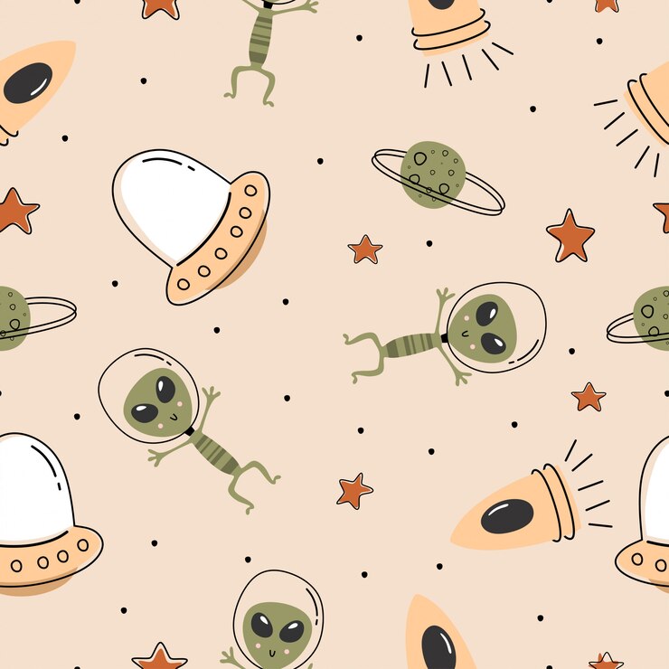 Infantil de patrones sin fisuras con extraterrestres