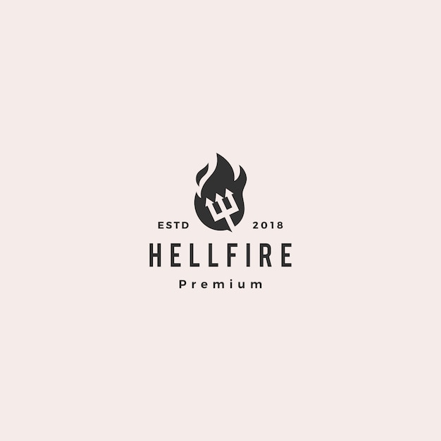 Infierno fuego pitchfork logo vector ilustración descargar