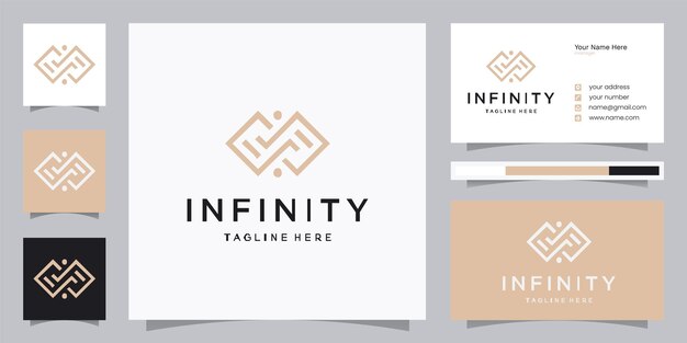 Infinito con diseño de logotipo inicial f y tarjeta de presentación