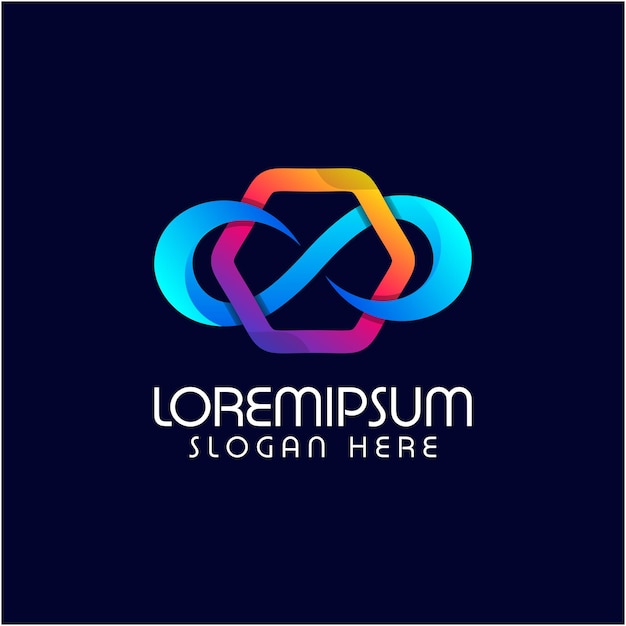 Infinito con plantilla de logotipo hexagonal