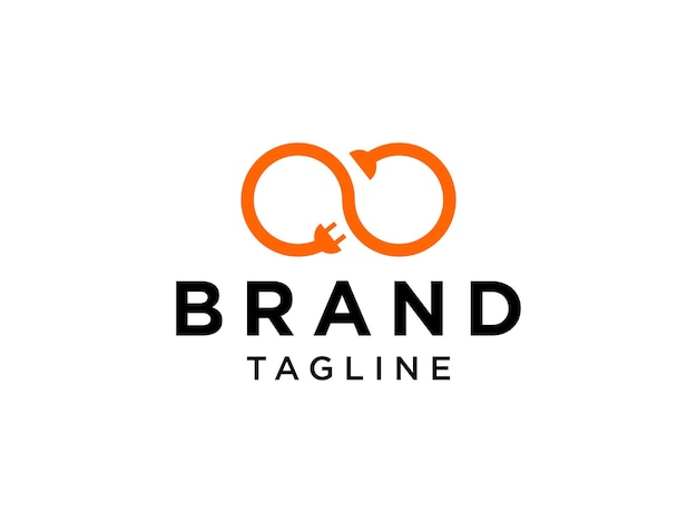 Infinity Electricity Logo Flat Line aislado sobre fondo blanco.