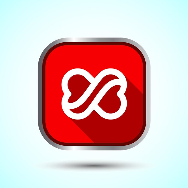 Infinity Eternity Icon Design Ilustración Icon sin fin para aplicaciones y sitios web Diseño de botón de sombra roja