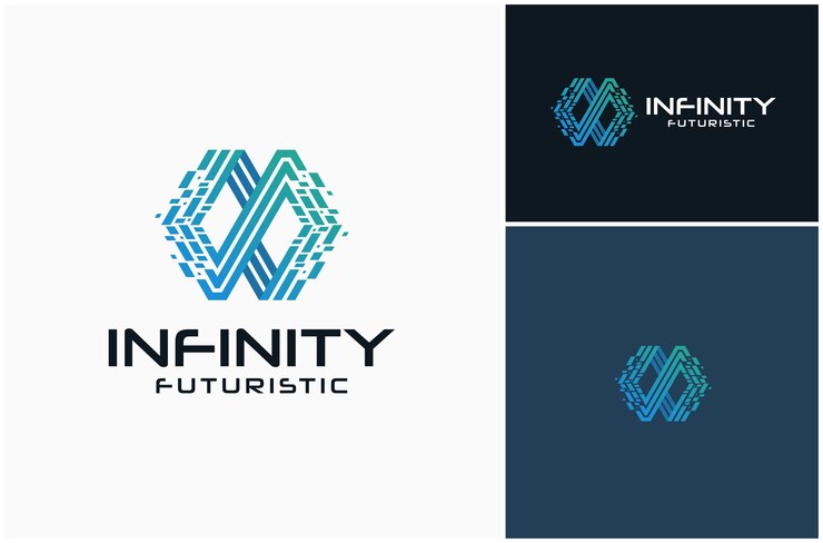 Vector infinity mobius loop infinite technology burst digital futuristic vector ilustración del diseño del logotipo
