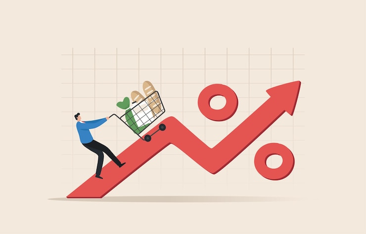 Vector inflación de alimentos el efecto de la tasa de inflación sobre los precios índice de precios al consumidor o ipc precios