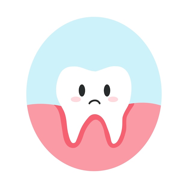 Inflamación de las raíces del diente en estilo plano de dibujos animados ilustración vectorial de la enfermedad de las encías gingivitis dientes carácter cuidado dental concepto higiene bucal