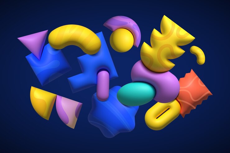 Vector inflar la composición de formas 3d en un estilo realista