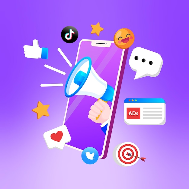 Influencer y promover las redes sociales con megáfono