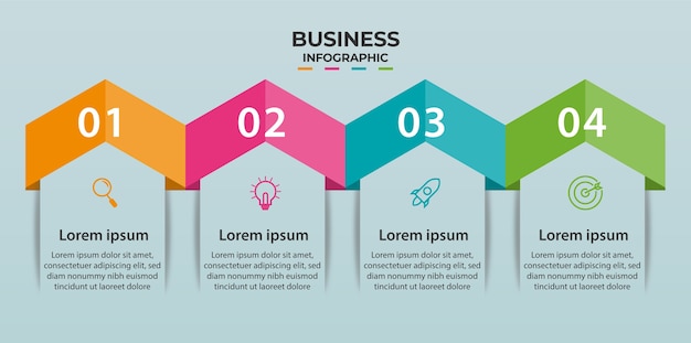info diseño gráfico con cuatro opciones o pasos.