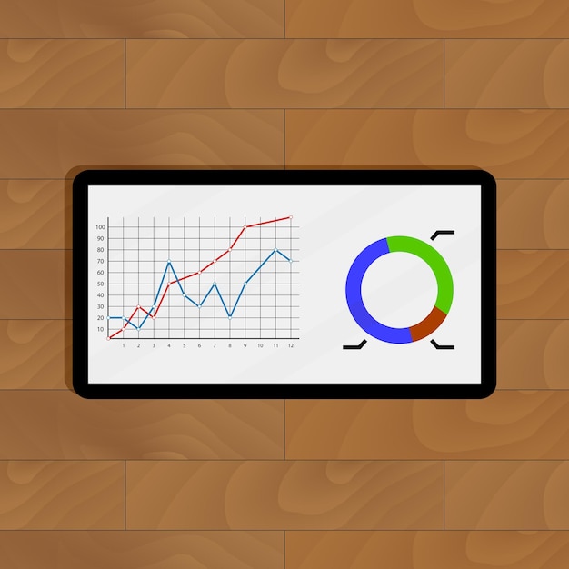 Vector infochart color en mesa de madera
