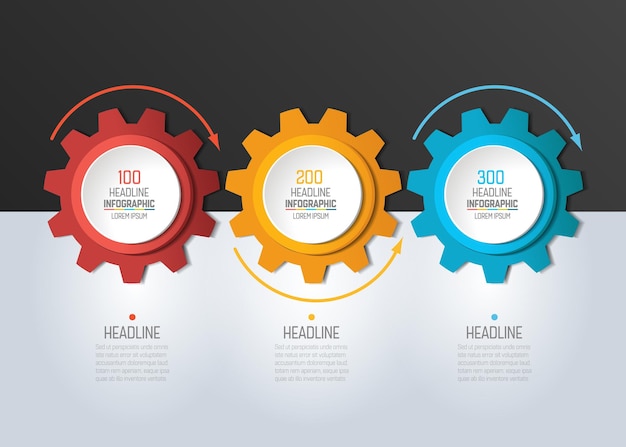 Infografía de 3 pasos Círculos con flechas Plantilla diagrama gráfico gráfico presentación infografía
