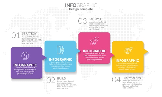 Infografía 4 pasos seo para diagrama de contenido diagrama de flujo pasos partes línea de tiempo diagrama de flujo de trabajo